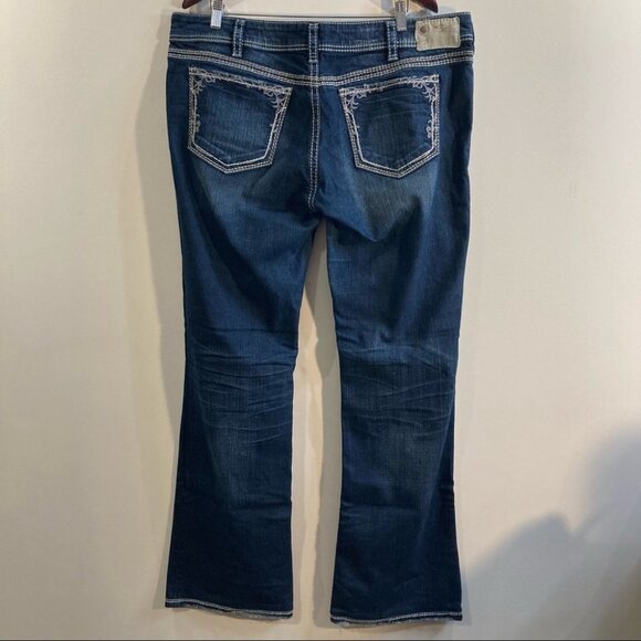 SILVER JEANS  CO Sz 38 x 37 Suki 17” Distressed Thick Stitch 9.5” Rise Jeans - Picture 15 of 15